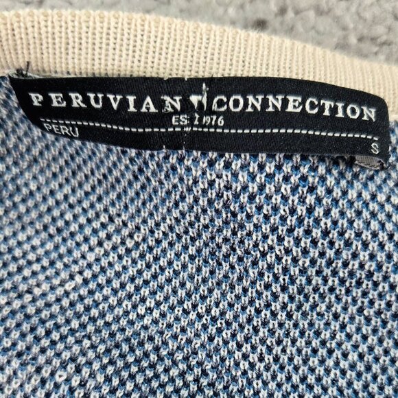 Peruvian Connection 100% Pima Cotton Blue Floral Longline Cardigan Duster Boho - Picture 7 of 8